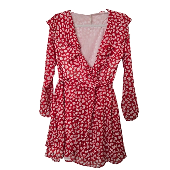 NWOT Free People Womens Ruffled Wrap Mini Dress size S - Picture 2 of 16